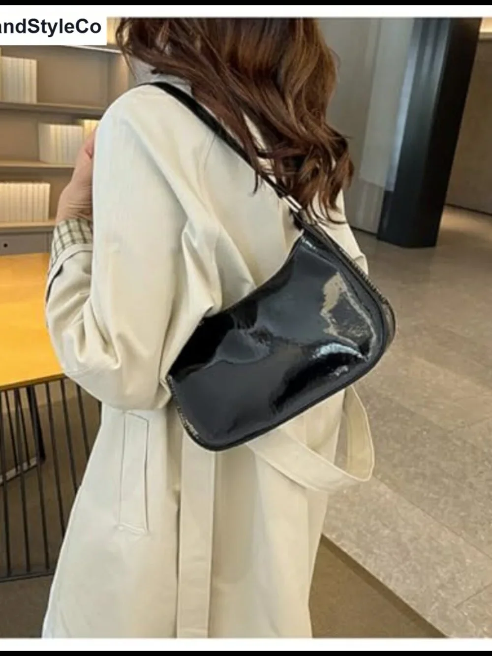 Patent Vegan Leather Mini Hobo Clutch Evening Purse